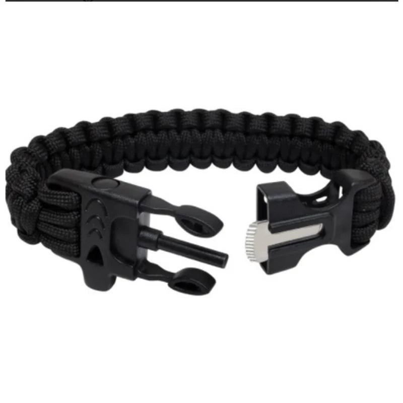 Pulseira Bracelete Paracord 5 em 1 Tatica + Bússola + Pederneira + Faca & Apito - Ideal para Sobrevivência