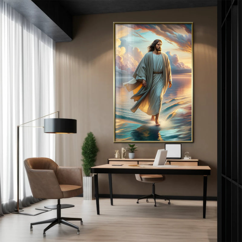 Quadro Decorativo GRANDE Alta Resolução Para Sala Quarto Escritório Quadro Jesus sob o Mar