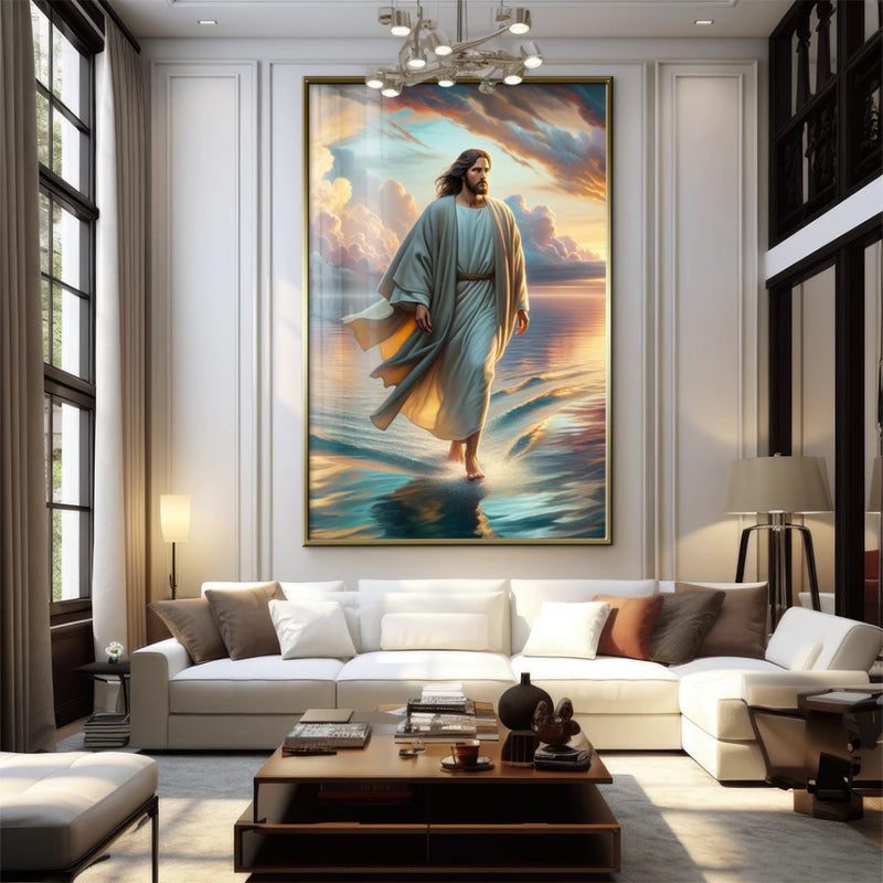 Quadro Decorativo GRANDE Alta Resolução Para Sala Quarto Escritório Quadro Jesus sob o Mar