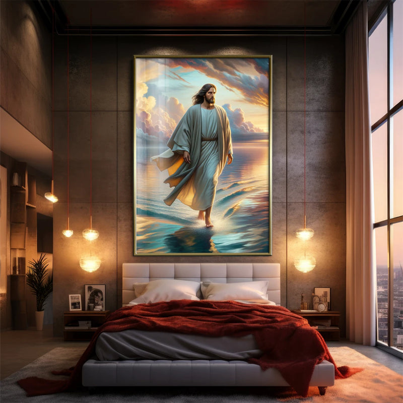 Quadro Decorativo GRANDE Alta Resolução Para Sala Quarto Escritório Quadro Jesus sob o Mar