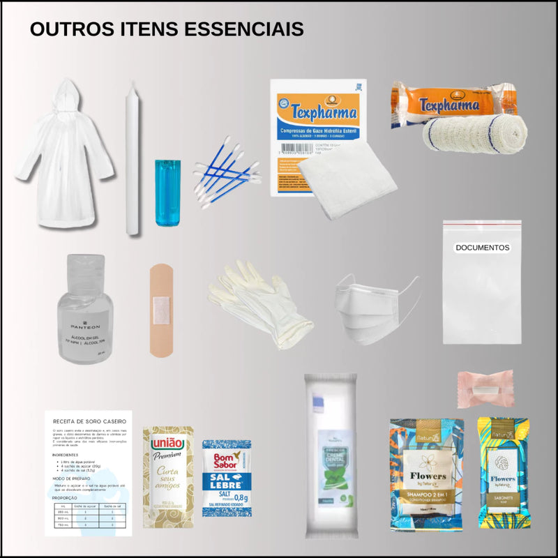 Kit Sobrevivência 80 itens Emergência Primeiros Socorros Acampamento Tático Militar Aventura Trilha