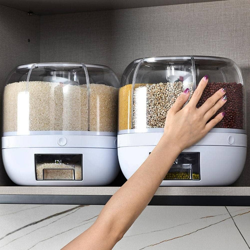 Dispenser D Alimentos Giratório C 6 Divisões P Grãos Cereais 360 ° para Arroz，Feijão, Alimento Seco