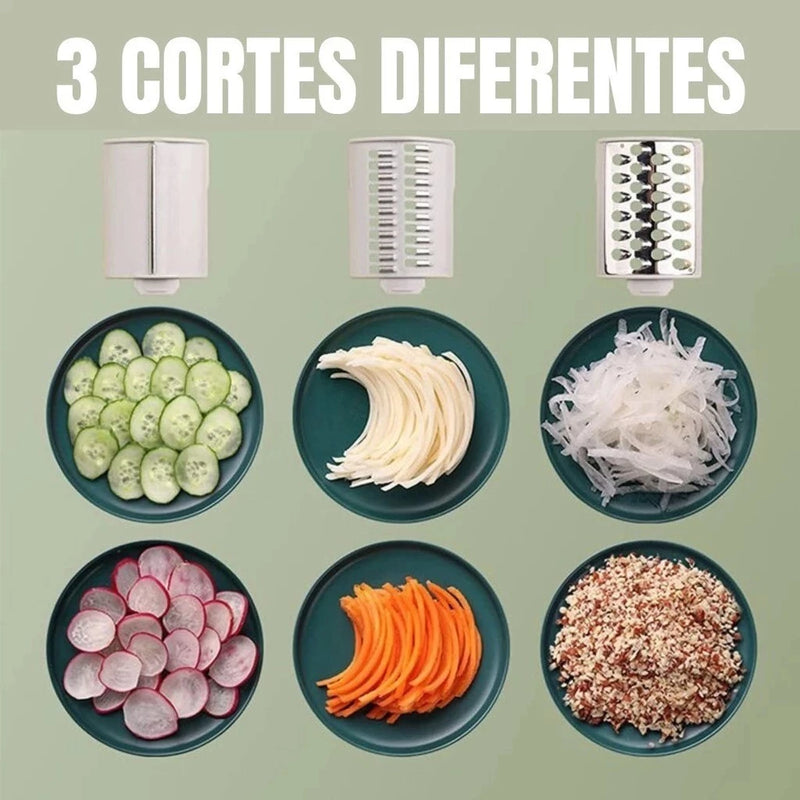 Fatiador Legumes Cortador Vegetais Manual 3 em 1 Multiuso Cozinha Giratorio Manivela